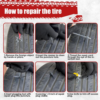 Handfly - Kit de reparación de neumáticos de alta resistencia, kit de 39 tapones de neumáticos para coche, motocicleta, camión, tractor, remolque, RV, ATV, ARB, SUV