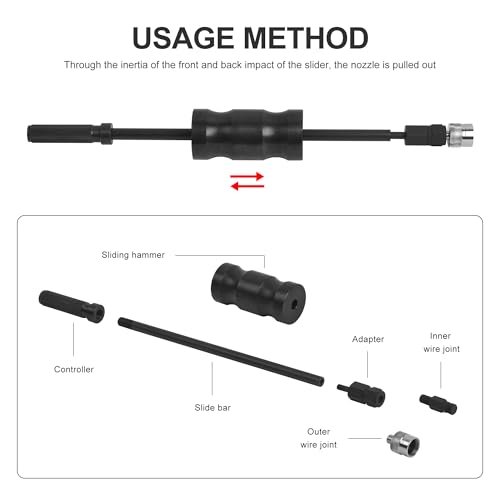 Extractor de inyector diesel y adaptador de carril común Kit de eliminación de martillo deslizante