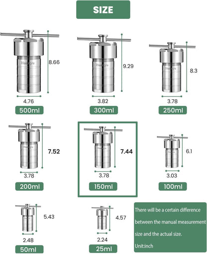 Hydrothermal Synthesis Autoclave Reactor with PTFE lined vessel for lab (Customizable) (100ml)