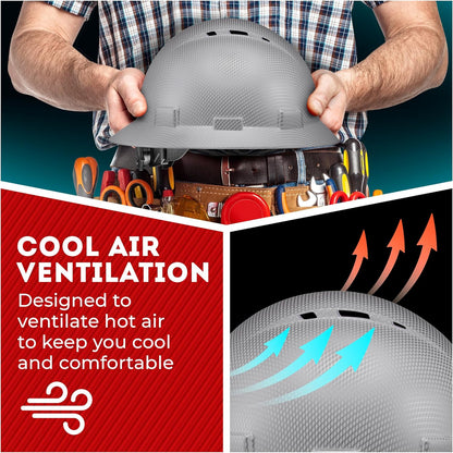 Acerpal Casco duro OSHA con diseño de fibra de carbono ventilada de ala completa con suspensión de 6 puntos (opciones 1)