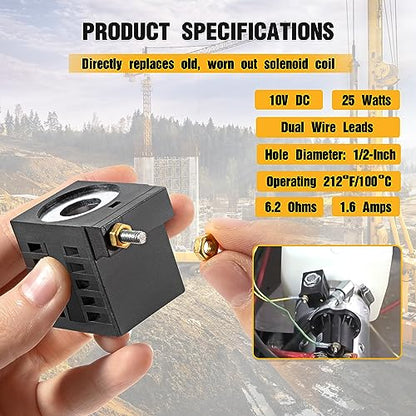 para bobina de solenoide Deltrol 10226-33, 10V DC, 25W, cable de doble plomo, compatible con vástago de válvula serie 08 80 88 98, solenoide de remolque de volquete