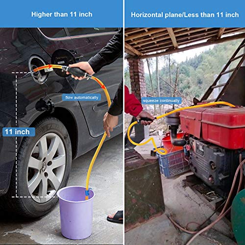 Bomba de sifón para gasolina, gasóleo, combustible, gasolina, diesel, líquido, tanque de agua, bomba manual 1 bomba de transferencia con 2 mangueras de sifón de PVC duraderas (15 mm) con clip de