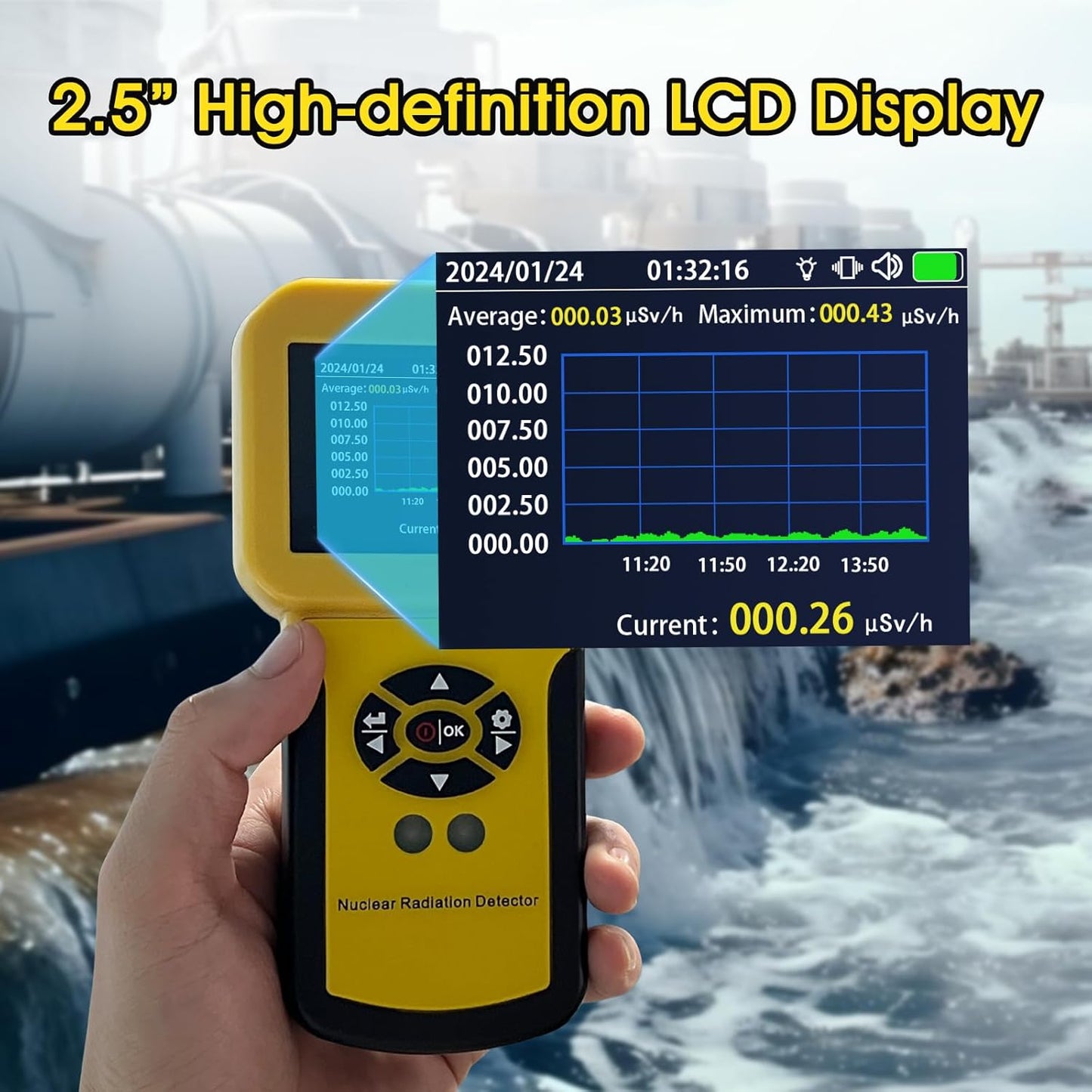 Detector de radiación nuclear, detector radiactivo, medidor radiactivo con pantalla LCD, detector radiactivo, detector de detección de rayos X beta gamma nivel CPM con alarma, monitor de radiación