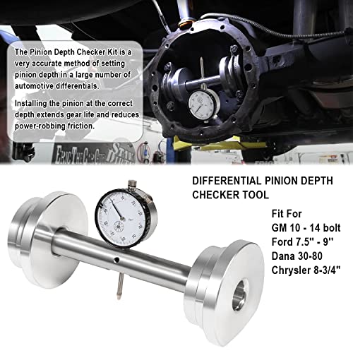 11001 Kit de herramientas de servicio de comprobador de profundidad de piñón diferencial apto para pernos GM 10-14, para Ford 7.5 pulgadas, 8 pulgadas, 8.8 pulgadas, 9 pulgadas, para Dana 30-80, para