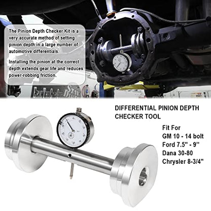 11001 Kit de herramientas de servicio de comprobador de profundidad de piñón diferencial apto para pernos GM 10-14, para Ford 7.5 pulgadas, 8 pulgadas, 8.8 pulgadas, 9 pulgadas, para Dana 30-80, para