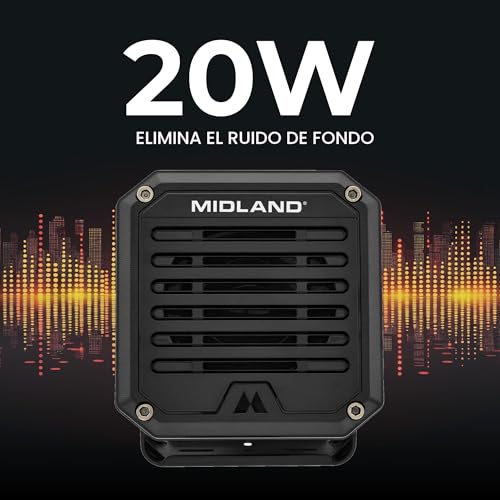 Midland - Altavoz externo resistente SPK100 de 20W - Base giratoria de 180 grados con soporte de montaje Funciona con todas las radios CB y MXT Sistema de sonido de 8 ohmios Enchufe de audio de 3,5 mm