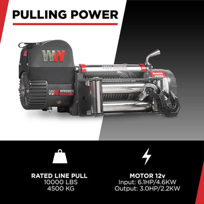 Warrior Winches Samurai 8,000 lbs 12v cabrestante eléctrico con cable de acero: perfecto para Jeep Wranglers, camiones, ATV y aventuras todoterreno. Controles inalámbricos