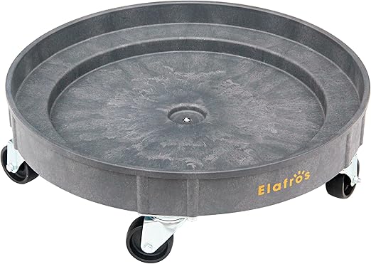 ELAFROS Carrito de tambor de plástico resistente de 30 galones y 55 galones, carrito de tambor de plástico duradero con capacidad de 900 libras, con 5 ruedas giratorias, color gris