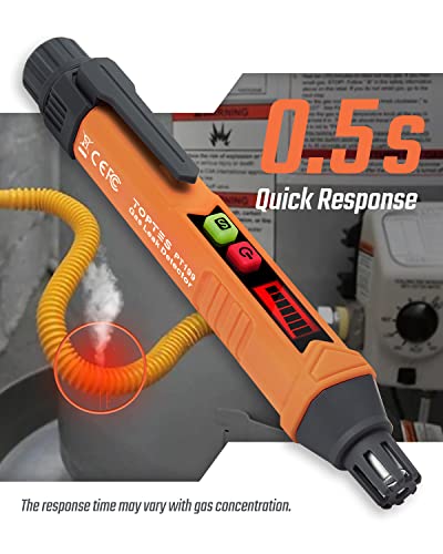PT199 Detector de fugas de gas natural con alarma audible y visual, sniffer de gas portátil para localizar fuentes combustibles como metano, propano para el hogar (incluye batería x2), naranja