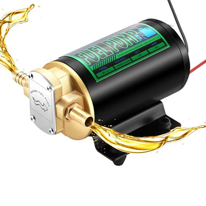Bomba eléctrica de transferencia de combustible Mxmoonant, bomba de cambio de aceite, bomba de engranaje impulsor de cebado automático, extractor de aceite eléctrico de 3,2 GPM para camión marino de queroseno diésel (24 V)