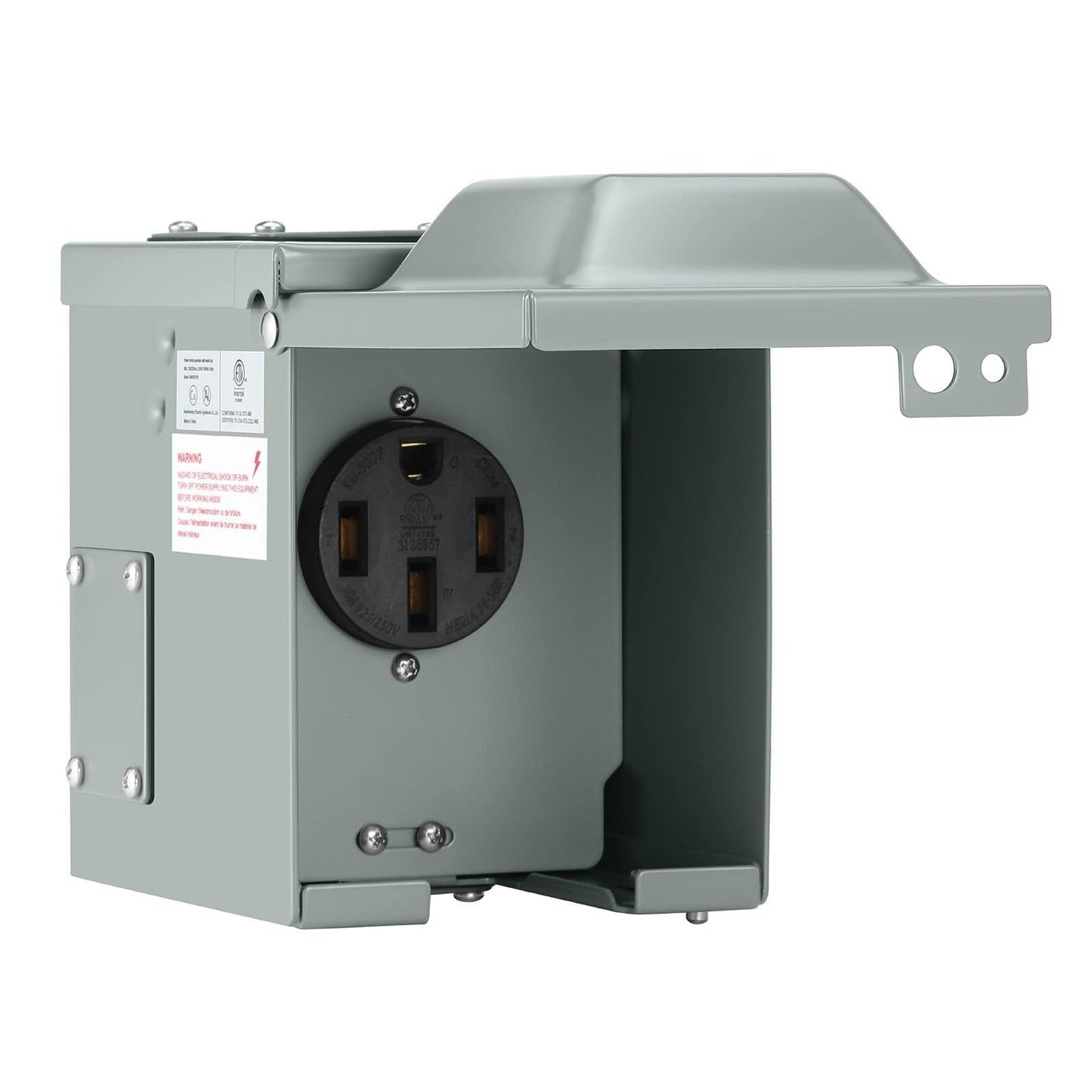 LENZ Caja de toma de corriente NEMA 14-50 de 50 amperios, 125/250 V, receptáculo con cerradura resistente a la intemperie, certificado de seguridad ETL, para vehículos eléctricos, caravanas,