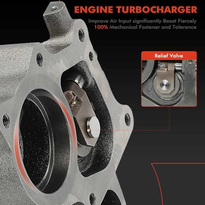 A-Premium Kit completo de turbocompresor turbo, con actuador y junta de desagüe, compatible con Chevy Silverado 2500 HD, Silverado 3500 y GMC Sierra 2500 HD, Sierra 3500, 01-04, 6.5L, Reemplaza # 12530339
