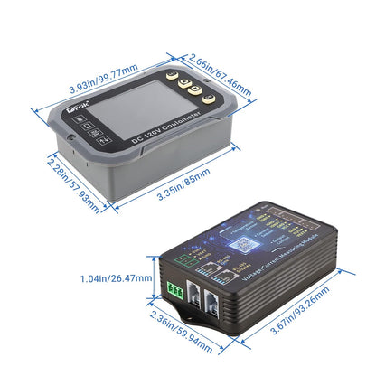 DROK - Multímetro de carga y descarga, 0-120 V 100 A CC voltímetro acoplador, control de aplicación de teléfono celular, monitor de batería LCD, voltaje, temperatura, capacidad de potencia, monitor de