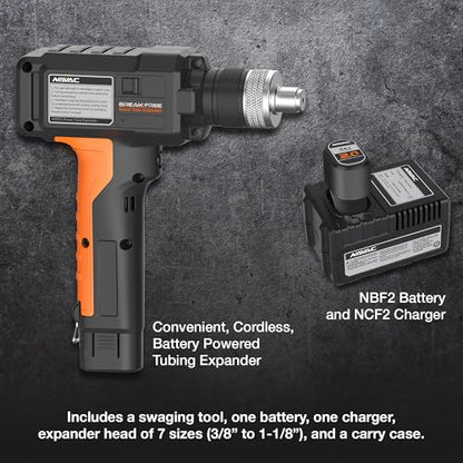Navac Nte11L - Expansor de tubos de alimentación – Herramienta de estampar de cobre suave o recocido – Funciona con pilas – Operación con un solo botón – Cabezales expansores de conexión rápida