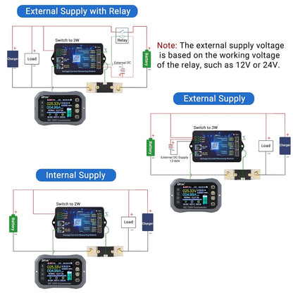 DROK - Multímetro de carga y descarga, 0-120 V 100 A CC voltímetro acoplador, control de aplicación de teléfono celular, monitor de batería LCD, voltaje, temperatura, capacidad de potencia, monitor de