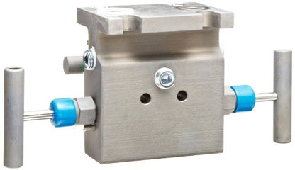 noshok 5130 Series zinc-nickel Plated Acero al carbono 5-valve punta Asiento/suave Colector de gas natural, 1/2" NPT hembra Brida, 6000 PSI Rango de presión