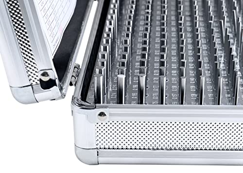 Accusize Industrial Tools - Juego de medidores de pines ZZ de precisión de 190 piezas, 0.061" a 0.250", 2" de longitud, tratado térmicamente, 60-62 RC, con caja de aluminio, M1(-) A