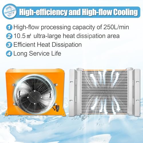 AH1490T-CA DC12V 250L/min Ventilador Enfriador de aceite hidráulico Enfriador de aire hidráulico Refrigerado por aire Radiador de aceite Reemplazar # AH1490T