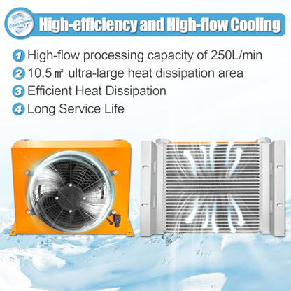 AH1490T-CA DC12V 250L/min Ventilador Enfriador de aceite hidráulico Enfriador de aire hidráulico Refrigerado por aire Radiador de aceite Reemplazar # AH1490T