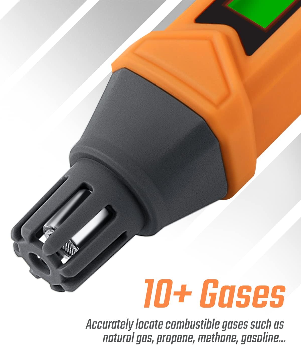 PT199 Detector de fugas de gas natural con alarma audible y visual, sniffer de gas portátil para localizar fuentes combustibles como metano, propano para el hogar (incluye batería x2), naranja