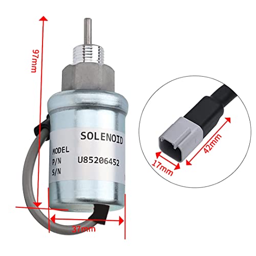 U85206452 - Solenoide de apagado de combustible 185206452 U85206451 compatible con Caterpillar Cat 3024 3034 216B 226B Perkins HL403C-15 HR404C-22T 402D 403D 4044040444444444444452D D, 404C, C, C, C, Motor 403C 12V