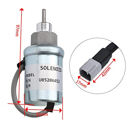 U85206452 - Solenoide de apagado de combustible 185206452 U85206451 compatible con Caterpillar Cat 3024 3034 216B 226B Perkins HL403C-15 HR404C-22T 402D 403D 4044040444444444444452D D, 404C, C, C, C, Motor 403C 12V