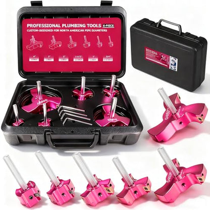 Kit de escariador de tubería de PVC de triple hoja de 6 piezas, herramienta de escariador de montaje de tubería de plástico para fontanería, 3 cuchillas, insertos de PVC para SCH40, ABS, tubería de