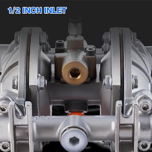 Bomba de doble diafragma accionada por aire de entrada y salida de 1,27 cm, bomba neumática de transferencia de aceite residual para productos químicos QBK-15P, 9 GPM de doble diafragma, hule de