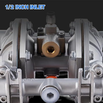 Bomba de doble diafragma accionada por aire de entrada y salida de 1,27 cm, bomba neumática de transferencia de aceite residual para productos químicos QBK-15P, 9 GPM de doble diafragma, hule de