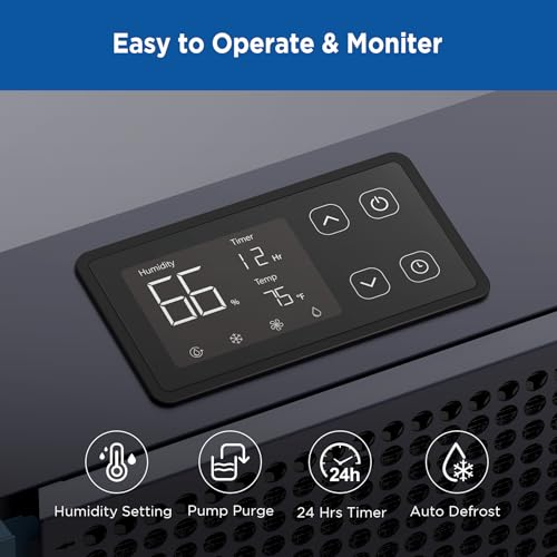 MOISWELL Explorer VP320 - Deshumidificador comercial de 305 pintas con bomba para sótanos, deshumidificadores industriales de grado comercial con manguera de drenaje, resistente para espacios grandes, deshumidificador de daños