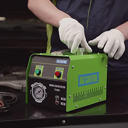 MR CARTOOL T105 Automotriz EVAP máquina de Humo Detector EVAP Automotriz 12V Sistema Tuberías de Coche, Comprobador Fugas Combustible con Medidor Ppresión para Vehículos Motocicletas