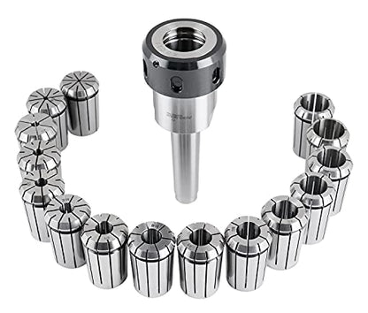 Accusize Industrial Tools MT3-OZ25 Juego de pinzas de 15 piezas, 1/8 a 1 pulgada, 1 portabrocas cónico Morse #3, 1 llave inglesa, 0223-0364