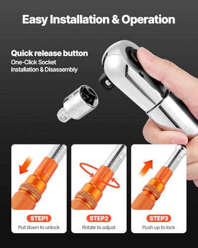 Llave dinamométrica de 3/4 pulgadas 100-600fFT.LB/136-814Nm, adaptador de 1 pulgada, haz dividido, 48 pulgadas de longitud, menos esfuerzo #HG-34600