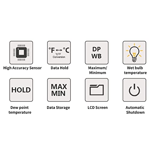 HT-86 Temperatura Digital y Humedad del Medidor Higrómetro Termómetro de Temperatura Húmeda de Temperatura y Medidor de Temperatura del Punto de Rocío, Punto de Rocío -50~60℃, Bulbo Húmedo -20~60℃