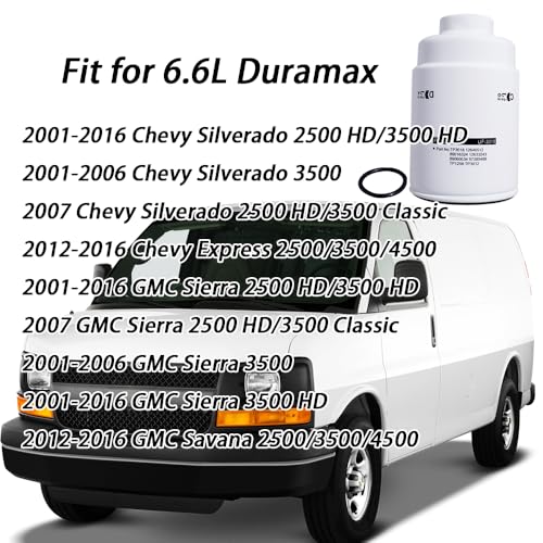 6 filtros de combustible TP3018 12642623 (blanco) compatibles con 6.6 Duramax Diesel Chevy Silverado/GMC Sierra 2500HD 2001-2016 3500HD 2007-2016 Express/Savana 2500 3500 4500 2012-2012012016 6 Diesel