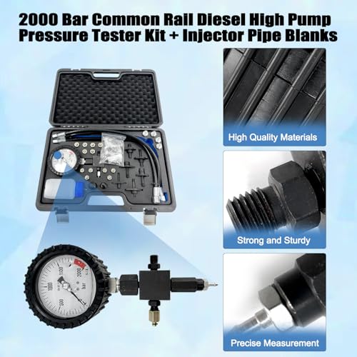 Kit de probador de presión de bomba diesel de carril común de 2000 bar y espacios en blanco de tubería de inyector # WT04A3100D