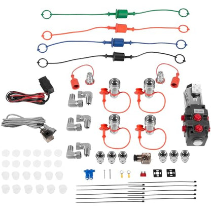 Válvula solenoide de desviador multiplicador hidráulico de 24 GPM, 6 puertos, 3625 PSI máximo, 12 VCC, con interruptor, arnés de extensión, adaptadores de acoplador de ag