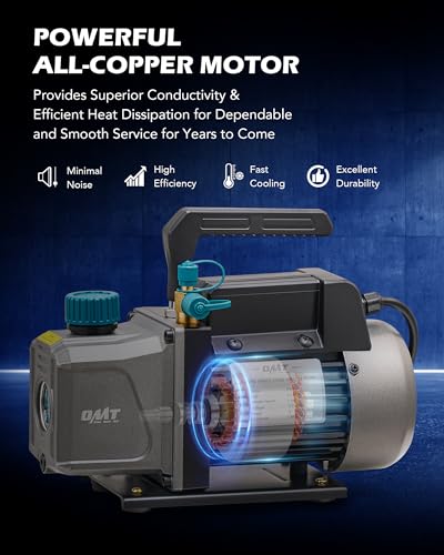 Orion Motor Tech Bomba de vacío, bomba de vacío de una sola etapa HVAC de 3.5 cfm 1/4 hp para R12 R22 R134a R410a R502, kit de bomba de vacío de CA automática para desgasificación de resina de aire ‎VPH-AN01-LB