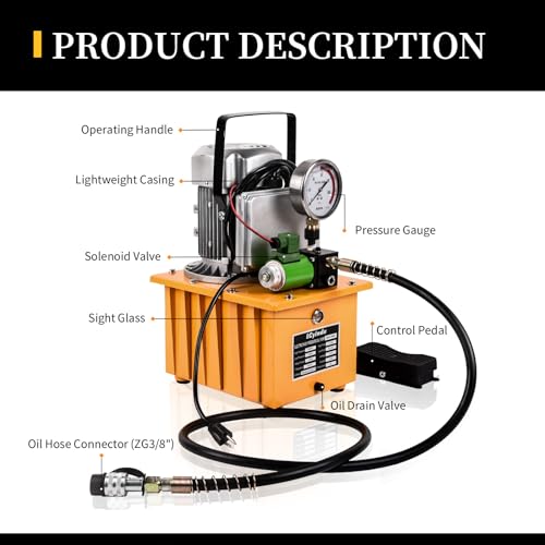 LCyindu - Bomba hidráulica eléctrica de 750 W, 2 velocidades, 110 V, 10000 PSI, 8.4 cuartos de galón, válvula solenoide hidráulica, bomba eléctrica hidráulica para perforación, doblado, tomas de