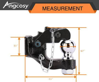 Gancho de perno de 10 toneladas para enganches de remolque, gancho receptor, bola de enganche de 2 pulgadas con kit de montaje, 7000 libras