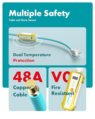 Shell Cargador EV nivel 2 y 1, 40A 110-240V certificado ETL, estación de carga portátil para el hogar y al aire libre, corriente ajustable con adaptador de cable de 24 pies y adaptador Nema 5-15P a