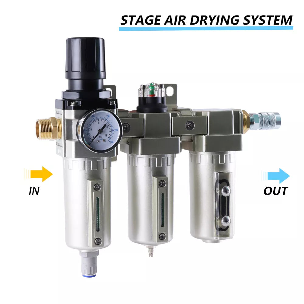 Kit de secado de aire con filtro coalescente y regulador de aire desecante NPT de 3/4 de pulgada