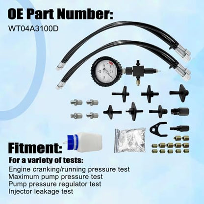 Kit de probador de presión de bomba diesel de carril común de 2000 bar y espacios en blanco de tubería de inyector # WT04A3100D