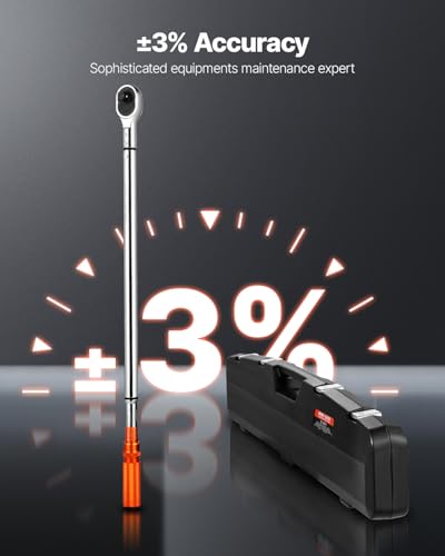 Llave dinamométrica de 3/4 pulgadas 100-600fFT.LB/136-814Nm, adaptador de 1 pulgada, haz dividido, 48 pulgadas de longitud, menos esfuerzo #HG-34600