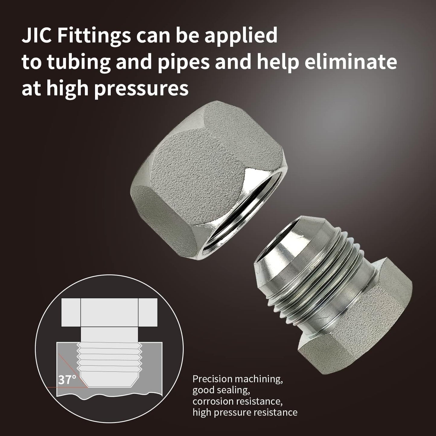 Juego de 72 piezas JIC de 37° de tapa y enchufe para manguera y tubo de manguera, juego de tapa hidráulica y enchufe de acero galvanizado 45# con rosca de precisión tamaños de tablero -04-06