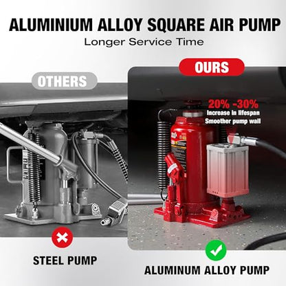 BIG RED - Bomba hidráulica de aleación de Aluminio de 20 toneladas/Gato neumático de elevación rápida Soldado con autógena, Vida útil más Larga, Ideal para Coche, Recogida, camión, SUV, ingeniería