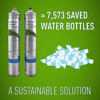 Pentair Everpure H-1200 - Juego de cartuchos de filtro de cambio rápido, EV928201, paquete doble de repuesto para uso en el sistema de agua potable Everpure H-1200, capacidad de 1000 galones, 0.5