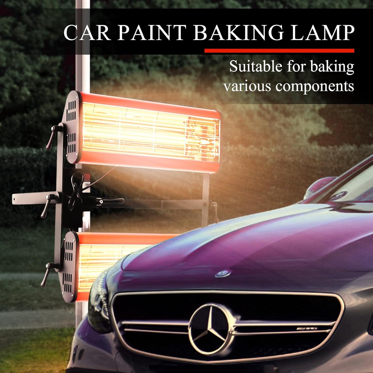 Lámpara de curado de pintura infrarroja Solary – Secador de pintura infrarroja de onda corta con temporizador para cabina de pulverización de pintura de coche, 2100 W