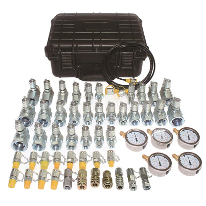 XZT Kit de acoplamiento de prueba de presión hidráulica 60C, juego de manómetros de presión, manguera de prueba, BSPP ORFS JIC hidráulica giratoria juego de tees para EE.UU. Marca japonesa europea maquinaria de construcción de excavadoras