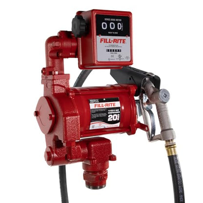 Fill-Rite FR701VL Bomba de transferencia de combustible 115V 75 LPM con paquete de medidor mecánico estándar, litros | Para gasolina, diésel, queroseno, mezclas de etanol, mezclas de metanol y biodiésel hasta B20